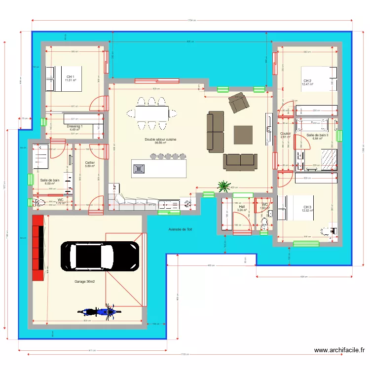 Plan Lycka 125 m2. Plan de 