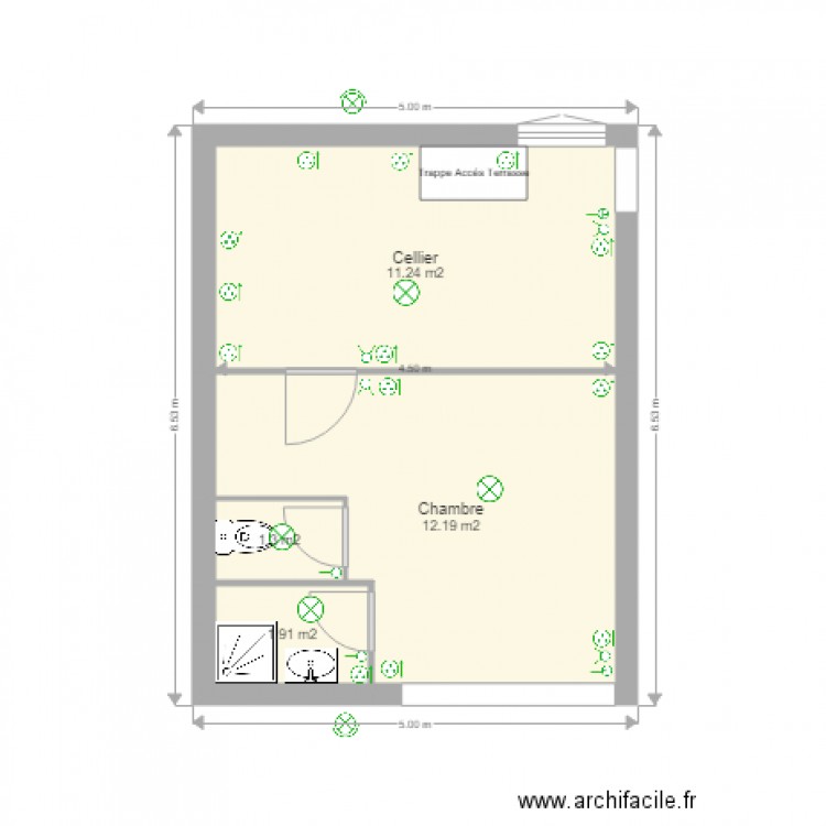 Electricité Garage Actuel . Plan de 4 pièces et 27 m2