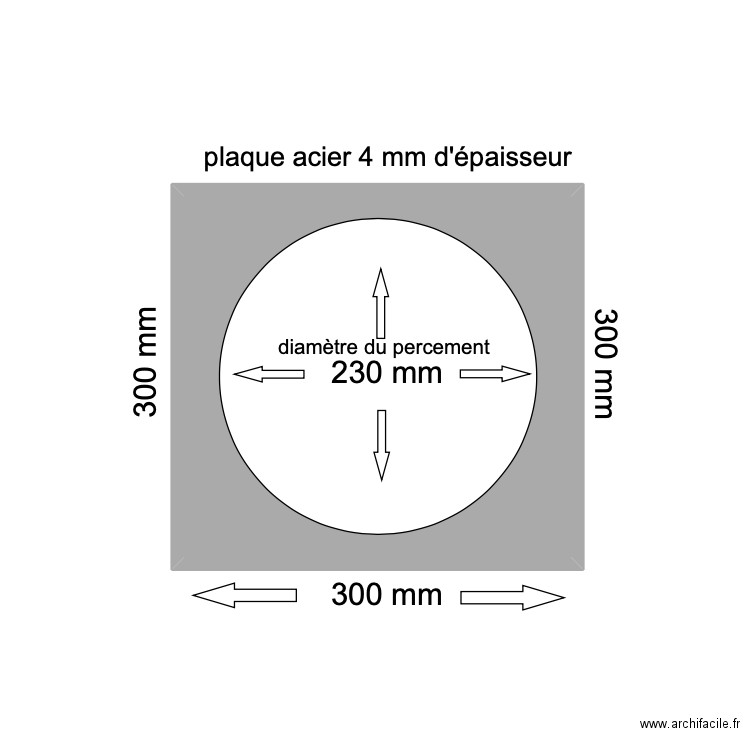 plaque 300 mm. Plan de 1 pièce et 8 m2