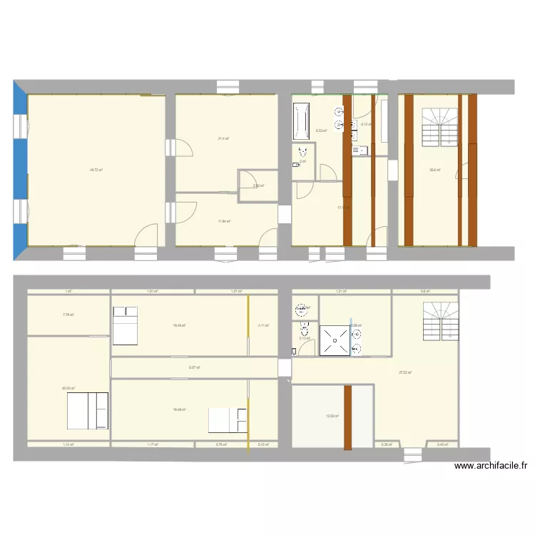 Plan nu placo. Plan de 