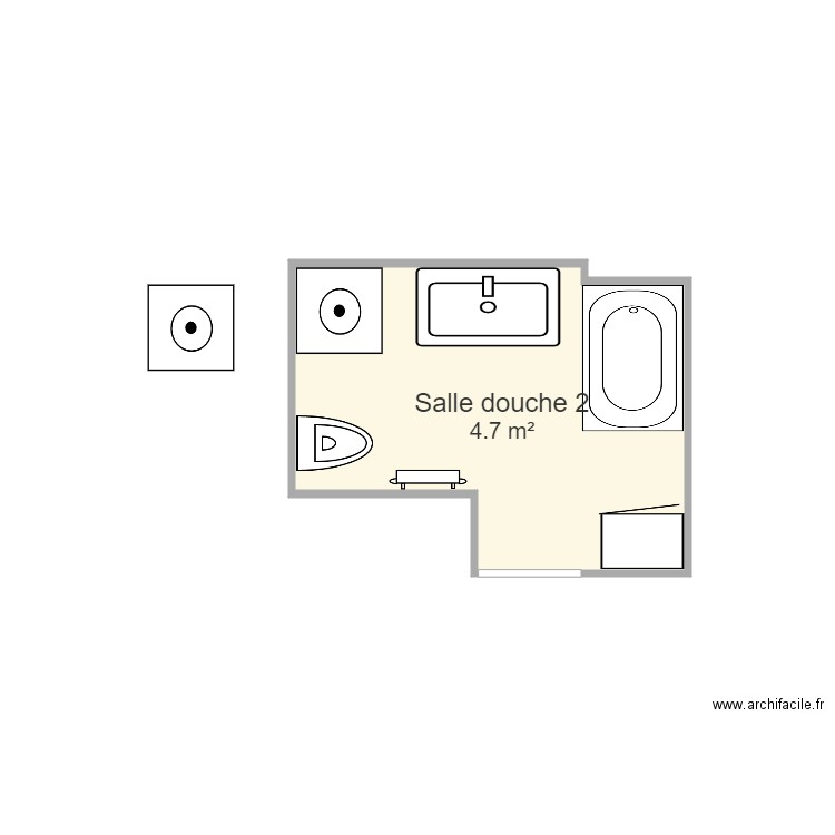 Salle douche 2. Plan de 1 pièce et 5 m2