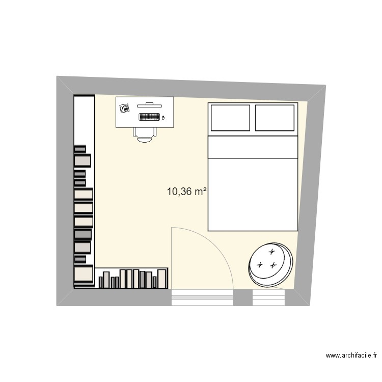 chambre 5. Plan de 1 pièce et 10 m2