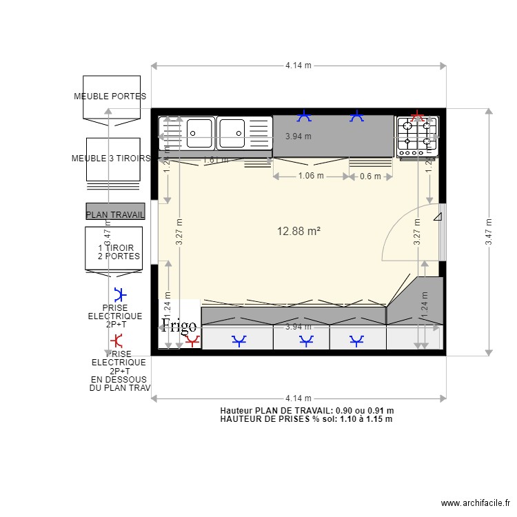 CUISINE MARIE V8 AVEC FRIGO. Plan de 0 pièce et 0 m2