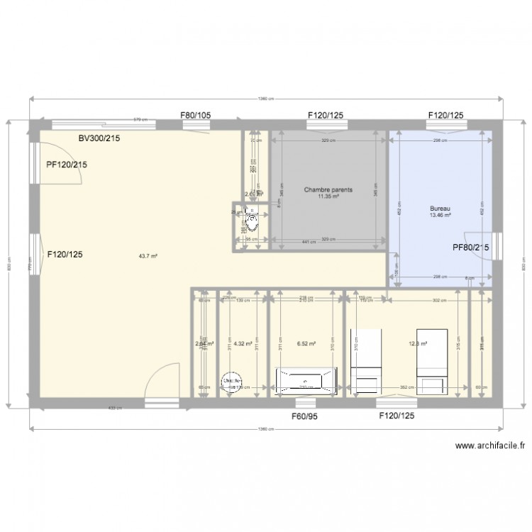 plan 100 m2 1 ouvertures de bases. Plan de 0 pièce et 0 m2