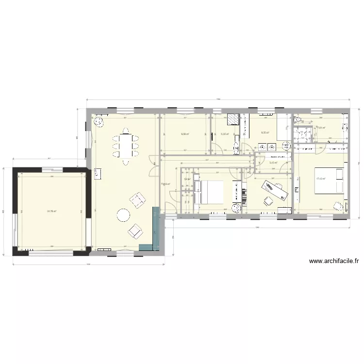 Cottage Le Val Normand maison avec extension s&eacute;jour version 3. Plan de 