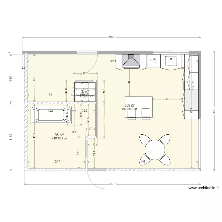 cuisine salle de bain suzanne. Plan de 
