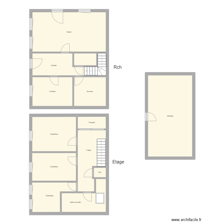 Croquis HUMBERT Rch et Etage. Plan de 13 pièces et 153 m2