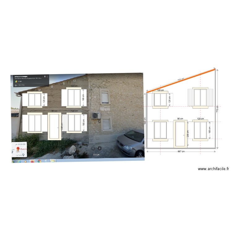 facade ouest. Plan de 0 pièce et 0 m2