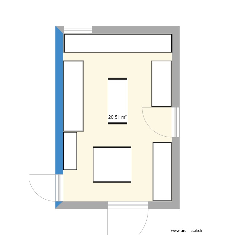 Cuisine. Plan de 1 pièce et 21 m2