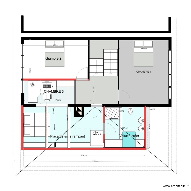 COMBLES METZ REVU CHAMBRE 3 SOLUTION B. Plan de 0 pièce et 0 m2