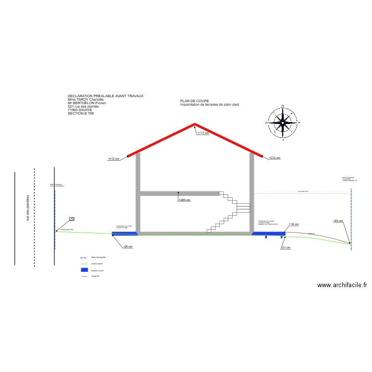 plan de coupe terrasse. Plan de 0 pièce et 0 m2