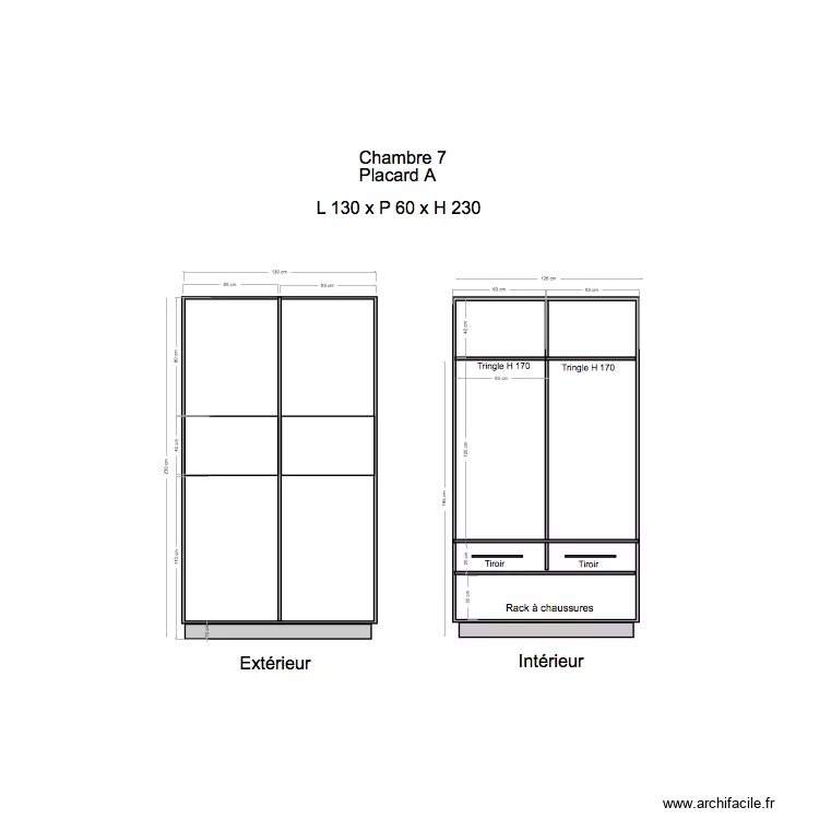 Placard Chambre 7A. Plan de Placard Chambre 7A. Plan de