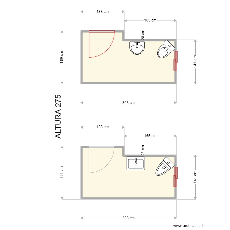 MARIA ROJAS. Plan de 2 pièces et 8 m2