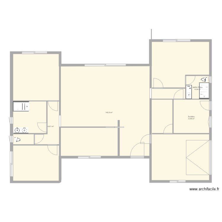 maison en H. Plan de 0 pièce et 0 m2