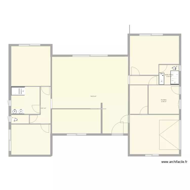 maison en H. Plan de 