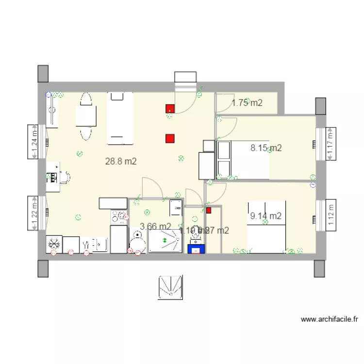 apartamendua plano justu version aita elektrizitate. Plan de 