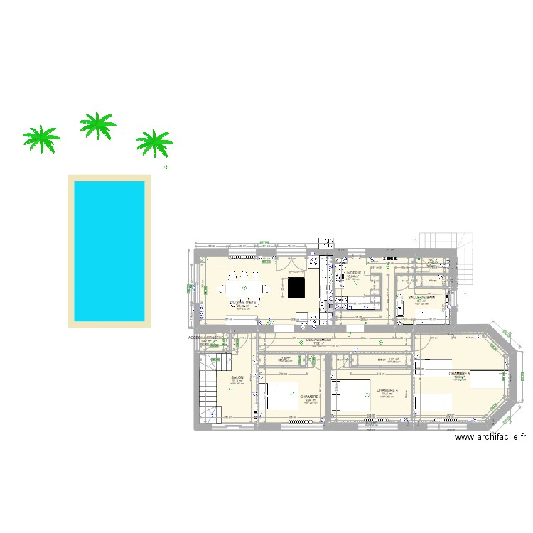 AIRE SUR l'ADOUR - LOT PLOMBERIE CHAUFFAGE. Plan de 28 pièces et 212 m2