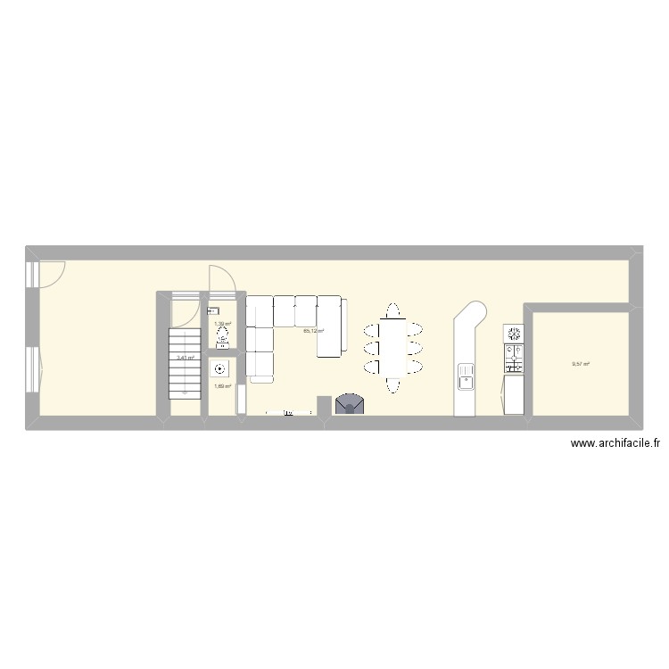 rez maison suite. Plan de 5 pièces et 81 m2