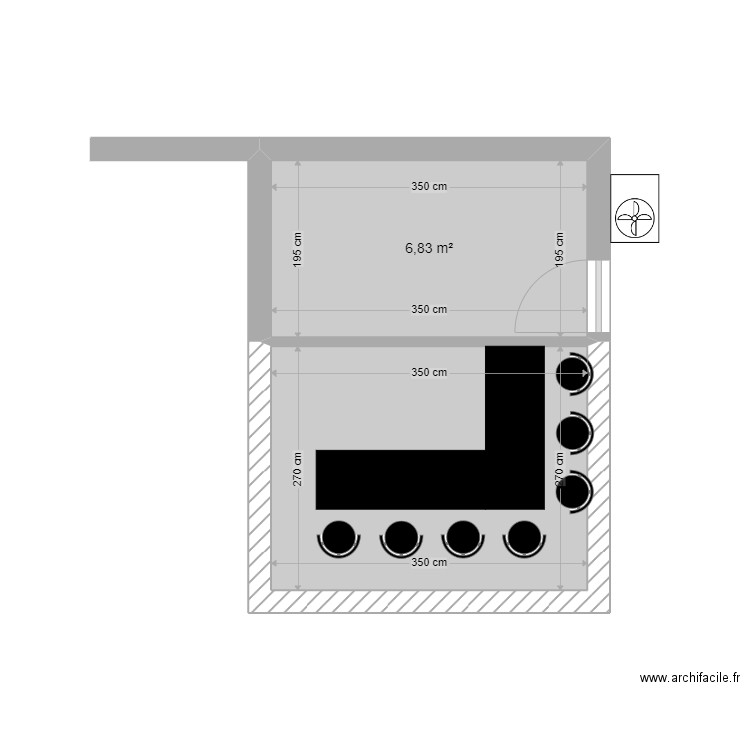 POOL HOUSE. Plan de 2 pièces et 16 m2