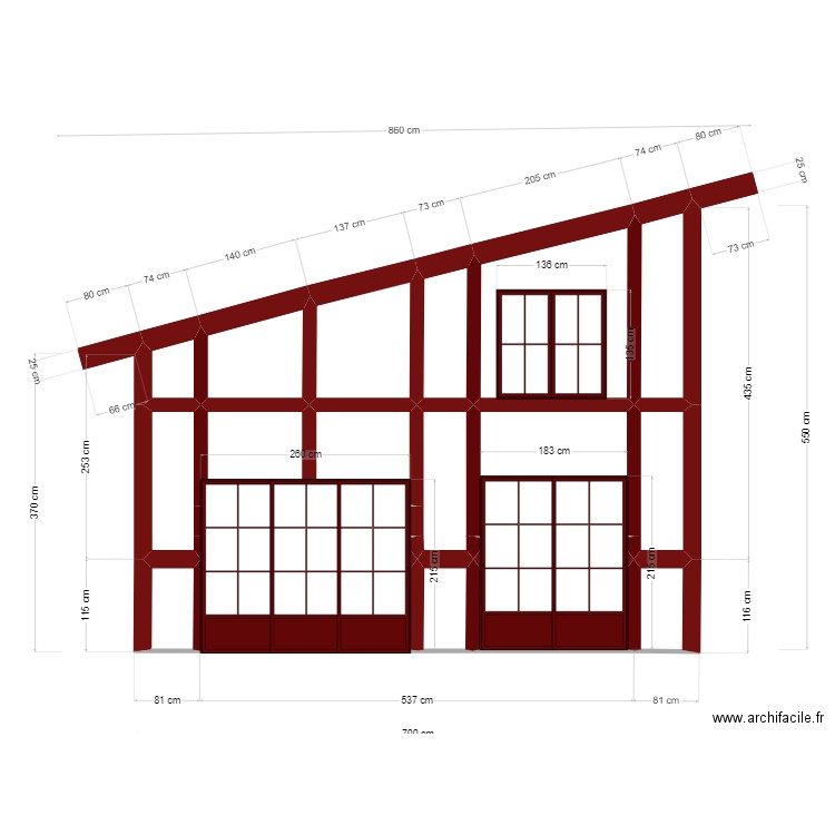 PLAN EXTENSION FACADE AVEC COTES 4 JUILLET 2023. Plan de 20 pièces et 25 m2