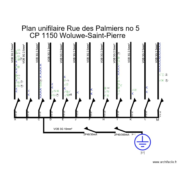 Plan Palmier electricite. Plan de 0 pièce et 0 m2