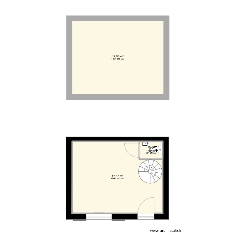 Studio-Zoning 01. Plan de 3 pièces et 41 m2