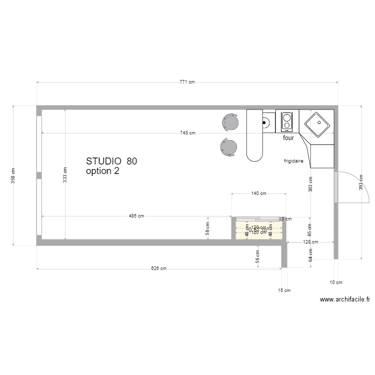 cuisine studiante option 2 modifie. Plan de 0 pièce et 0 m2