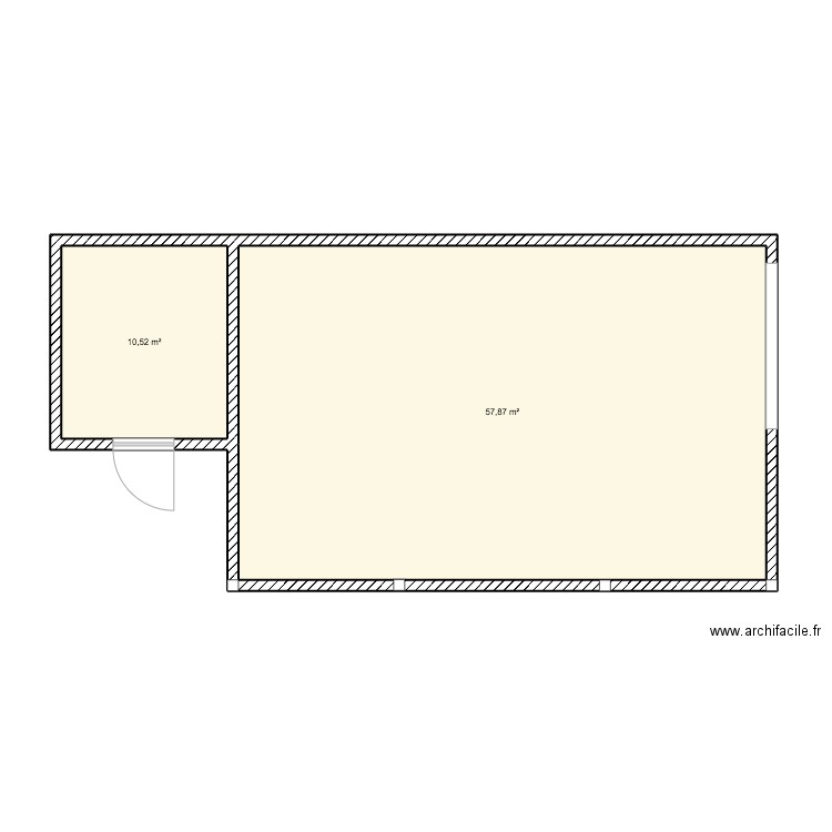 ECURIES 1. Plan de 2 pièces et 68 m2