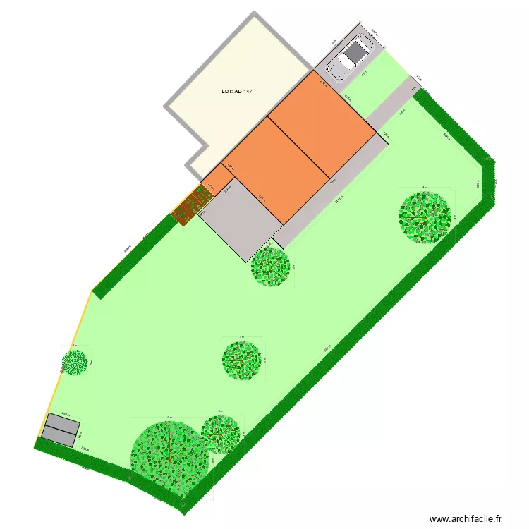 plan de masse maison initial. Plan de 1  et 59 m²