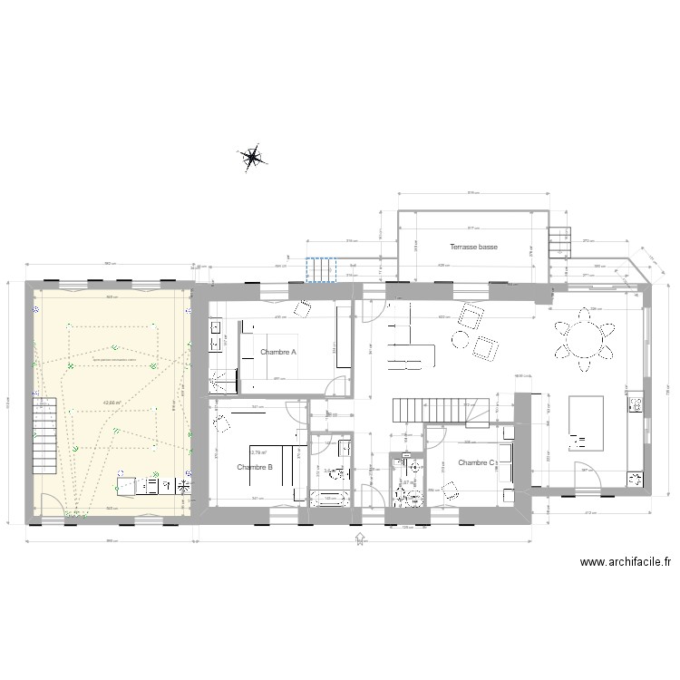 projet ex garage 25 oct mesures. Plan de 4 pièces et 61 m2