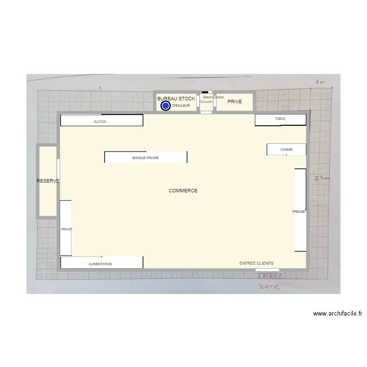 EPICERIE ARMAND ONDULEUR . Plan de 5 pièces et 58 m2