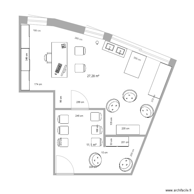 Dr Chenu EVie v2. Plan de 2 pièces et 38 m2