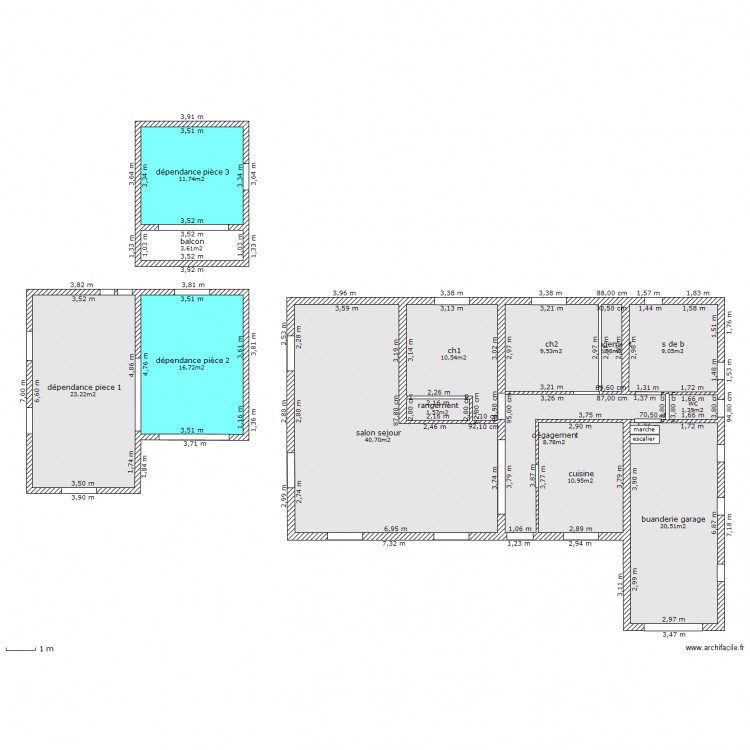 maison avec dépendance modifiée. Plan de 0 pièce et 0 m2