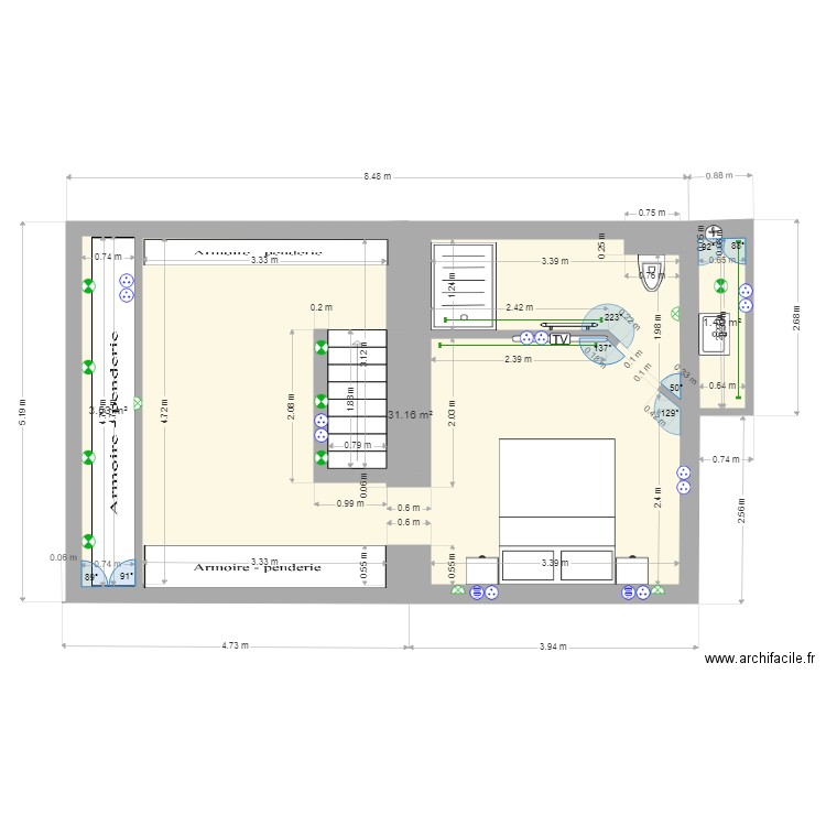 chambre parental. Plan de 0 pièce et 0 m2