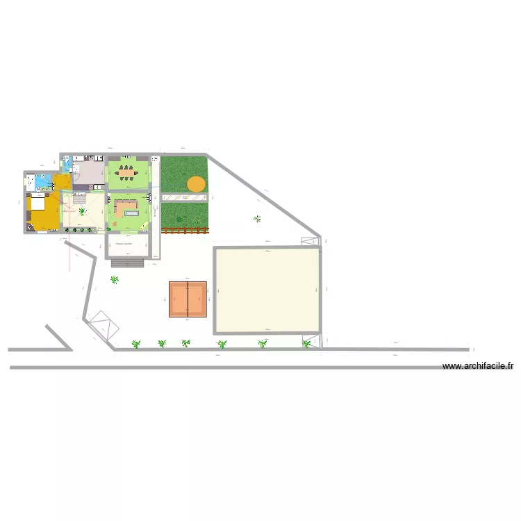 Plan rez de chaussee simple + jarin. Plan de 