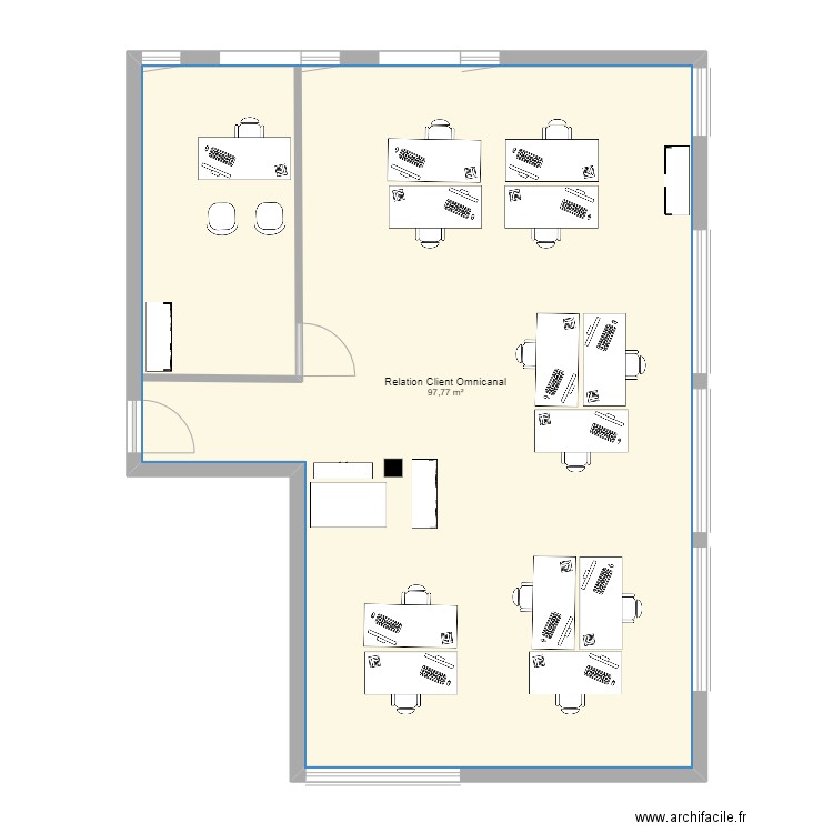 Relation Client Omnicanal. Plan de 1 pièce et 98 m2