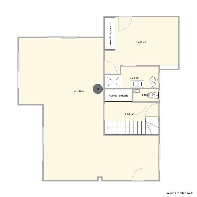 Salon cuisine maison chevaigne vide. Plan de 0 pièce et 0 m2