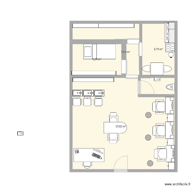 plan salon. Plan de 4 pièces et 48 m2