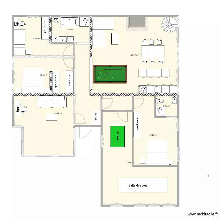 plan h&eacute;singue  1maison. Plan de 