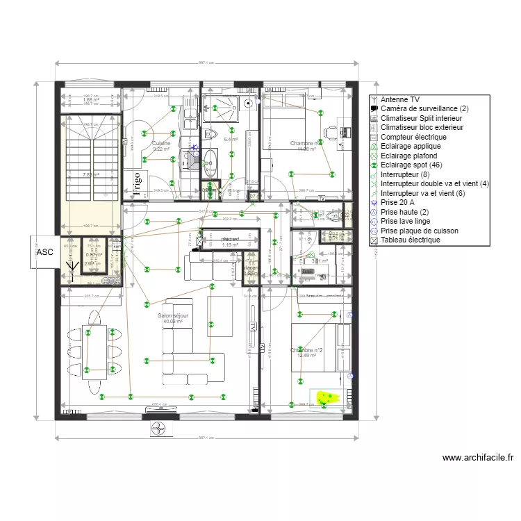 appartement fahmi avec spot complet. Plan de 
