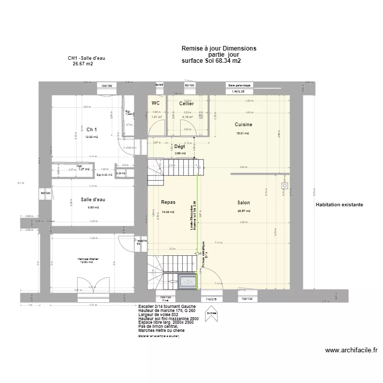 Remise &agrave; jour dimensions Fenetres nord*. Plan de 