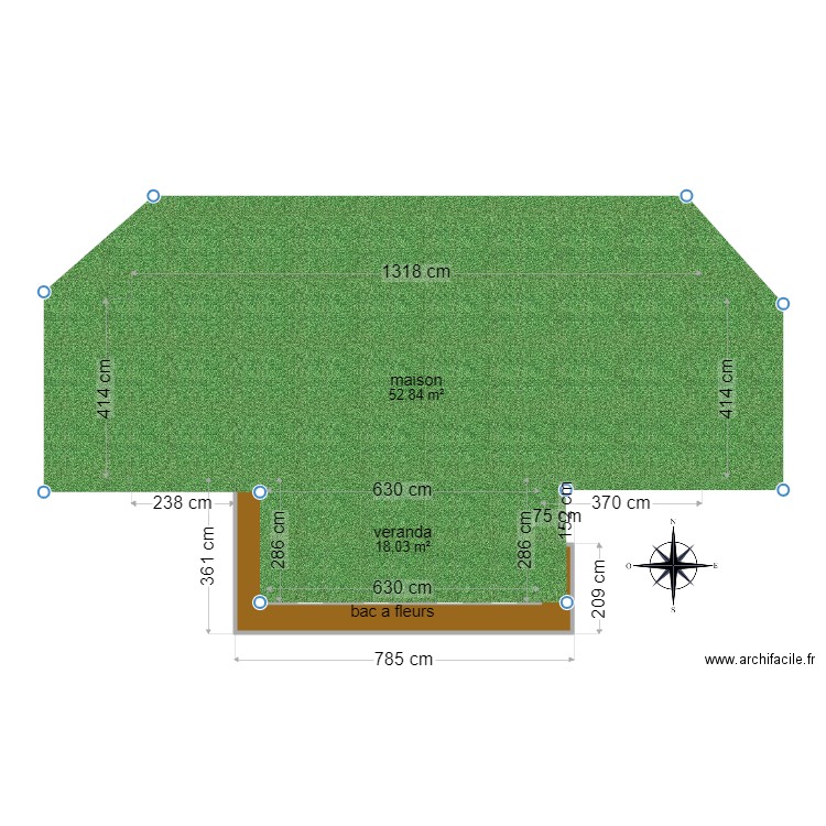 plan de facade vue de dessus 1.2. Plan de 3 pièces et 79 m2