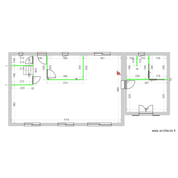 GOUMET CLOISON RDC. Plan de 7 pièces et 98 m2