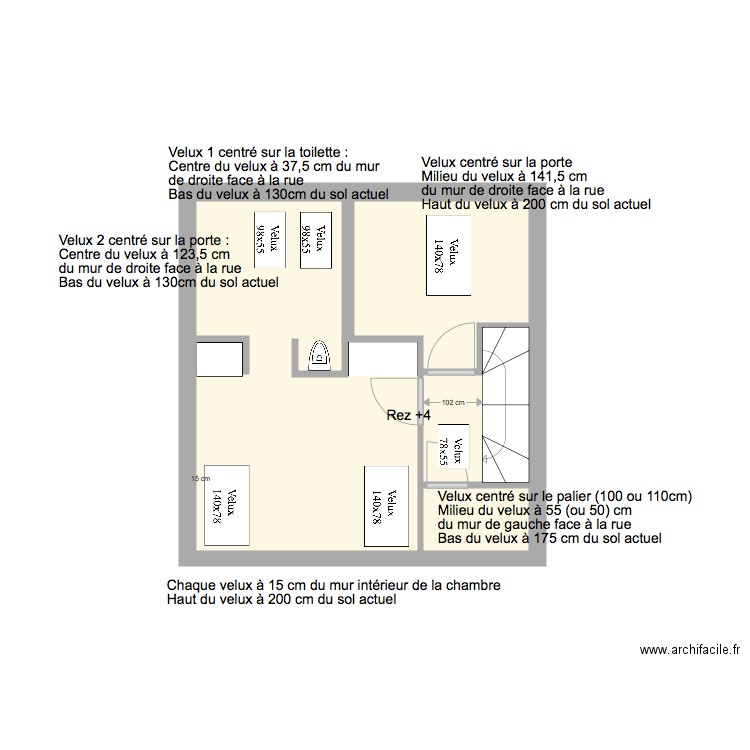 Marie José Rez4 emplacement velux via intérieur. Plan de 0 pièce et 0 m2