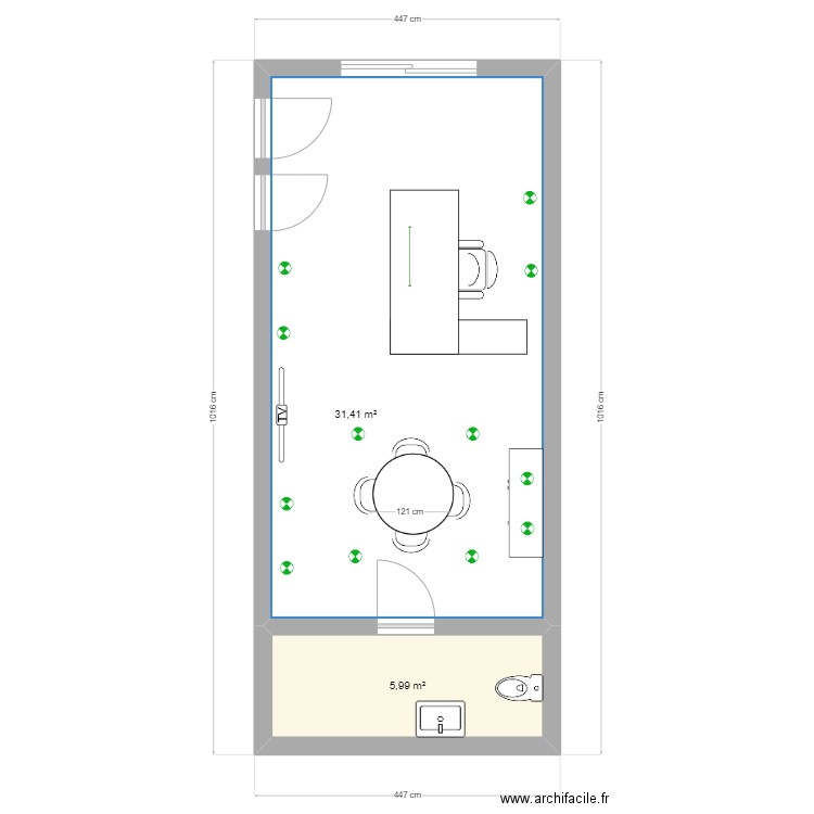 Bureau AML version 2 plan elect. Plan de 2 pièces et 37 m2