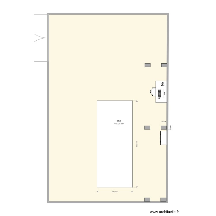 Plan d'implantation CU. Plan de 1 pièce et 115 m2