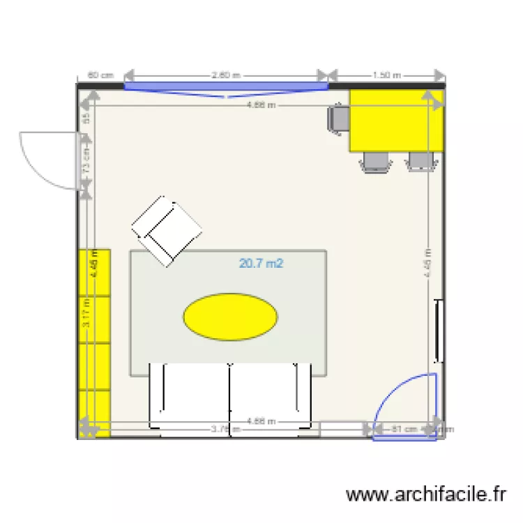 Salon d&eacute;tail. Plan de 
