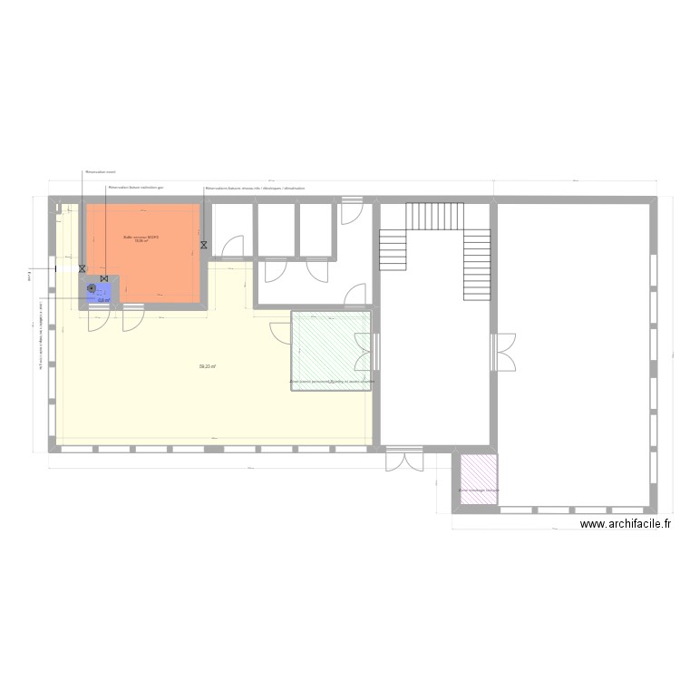 institut. Plan de 6 pièces et 110 m2