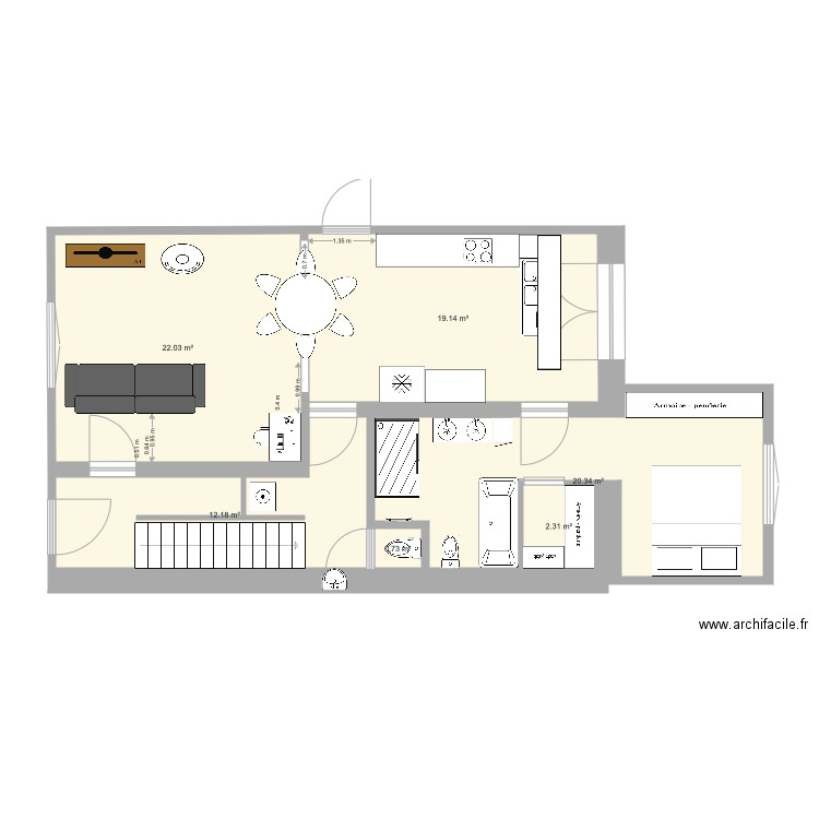 appart rdc croisette sdb 4. Plan de 0 pièce et 0 m2