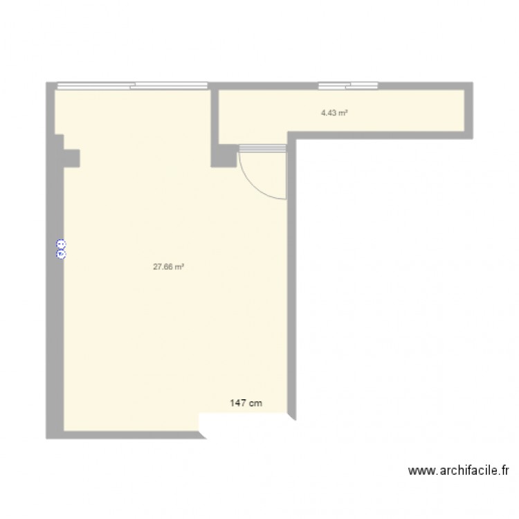 F3 salon et cuisine SABAH. Plan de 3 pièces et 32 m2